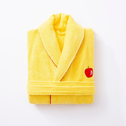Albornoz M/l 380gsm 100%algodon Amarillo Con Manzana Roja Benetton Fruits Be_2