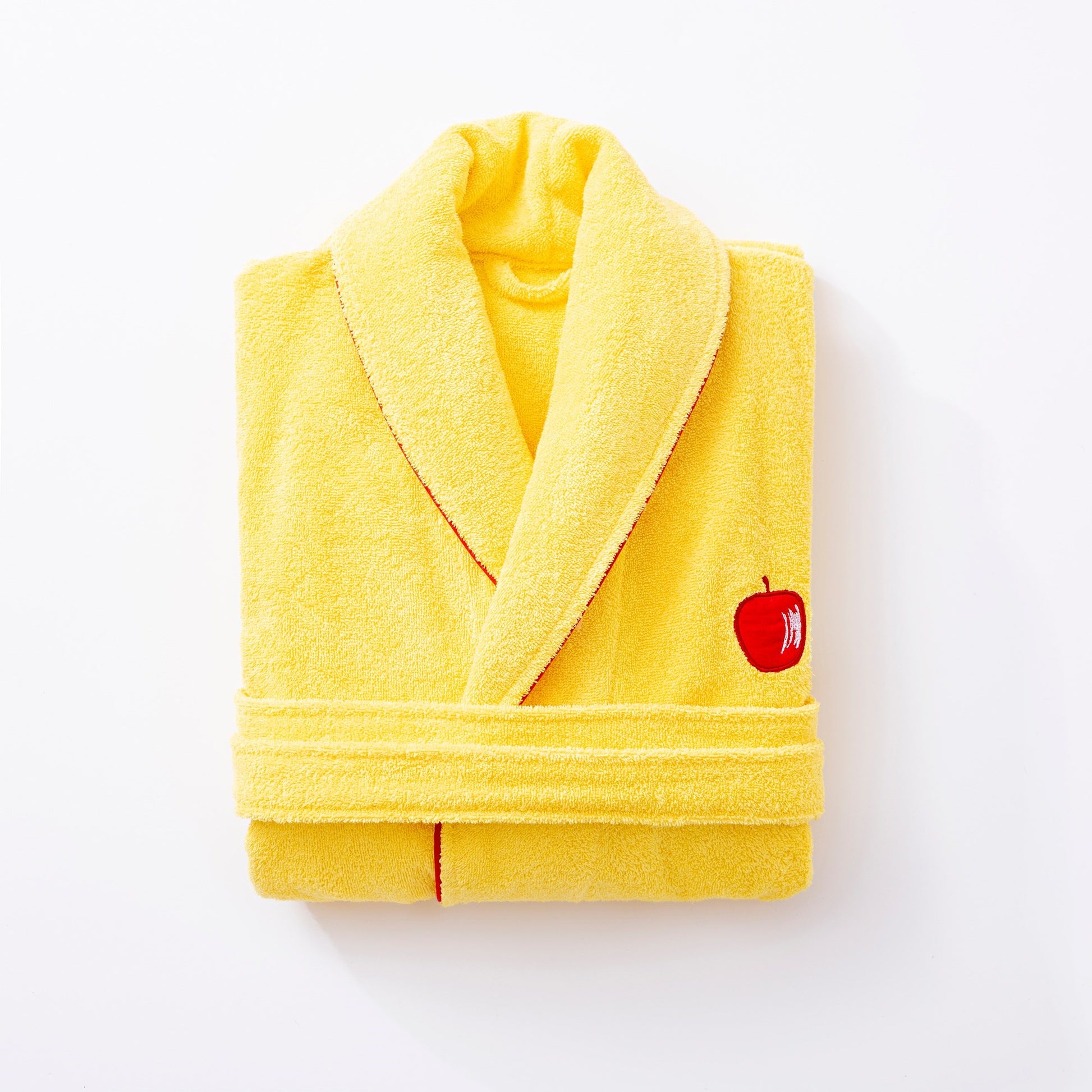 Albornoz L/xl 380gsm 100%algodon Amarillo Con Manzana Roja Benetton Fruits Be_2