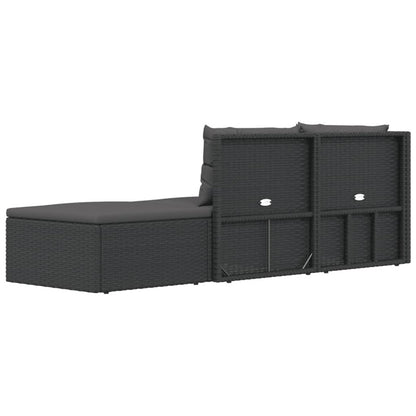 Vidaxl Set De Muebles De Jardín 3 Pzas Y Cojines Ratán Sintético Negro_5