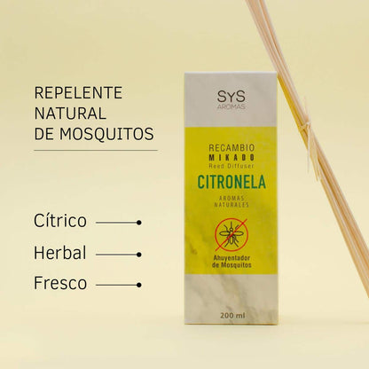 Recambio Mikado Citronela 200 Ml Con Varillas | Aroma Natural Antimosquitos | Ambiente Fresco Y Duradero | Sys Aromas_1