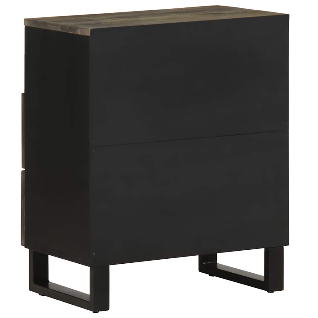 Mesilla De Noche Negra 50x33x62 Cm Madera Maciza Mango_3