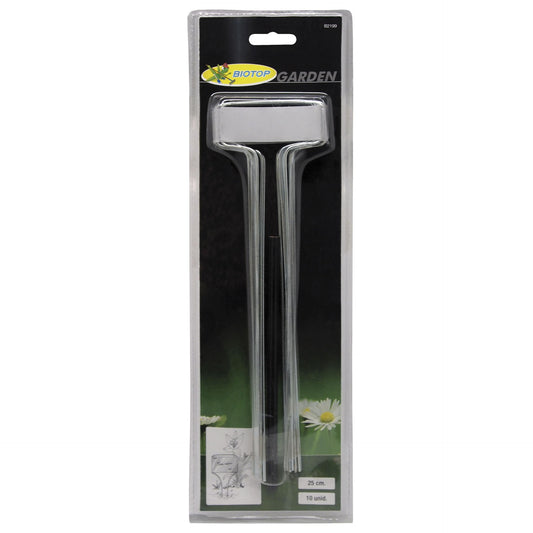 Etiquetas zinc 25 cm Biotop – 10 unidades + lápiz para huerto y jardín