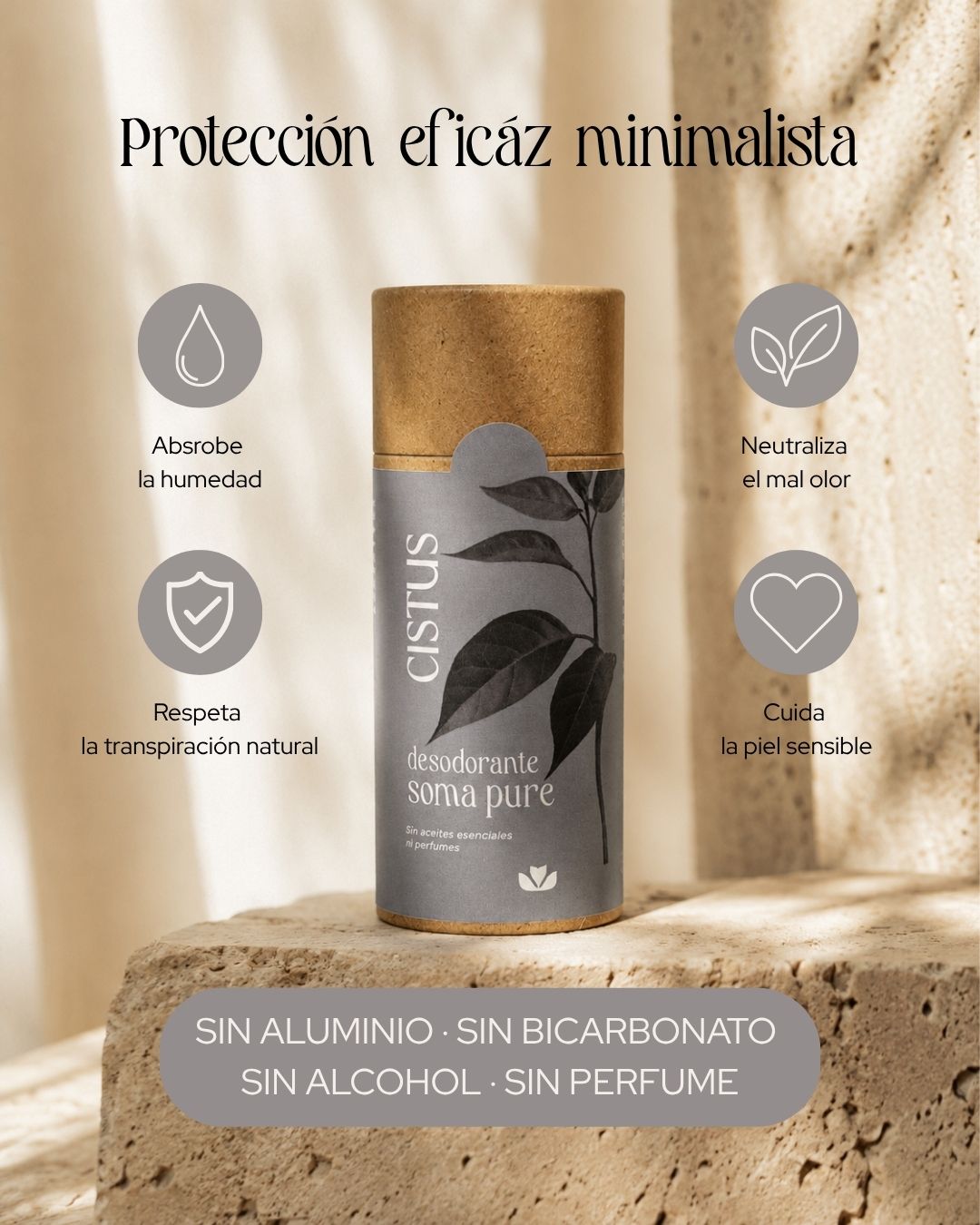 Desodorante sólido natural sin perfume para piel sensible | SOMA PURE 80 ml_1