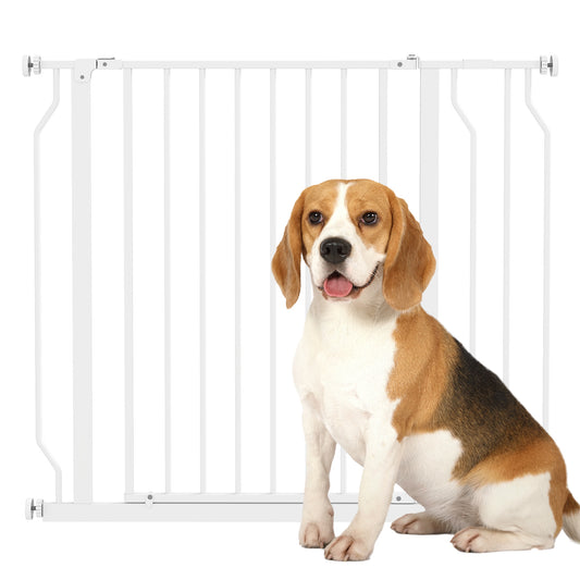 Pawhut Barrera Para Perros Con Ancho Ajustable 75-95 Cm Blanco_0