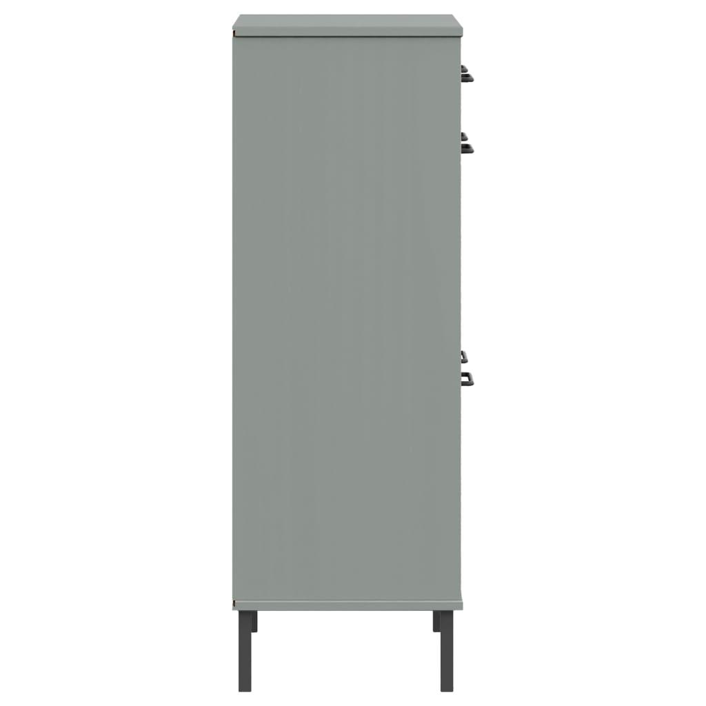 Zapatero Con Patas De Metal Oslo Madera Maciza Pino Gris / Vetonek_1