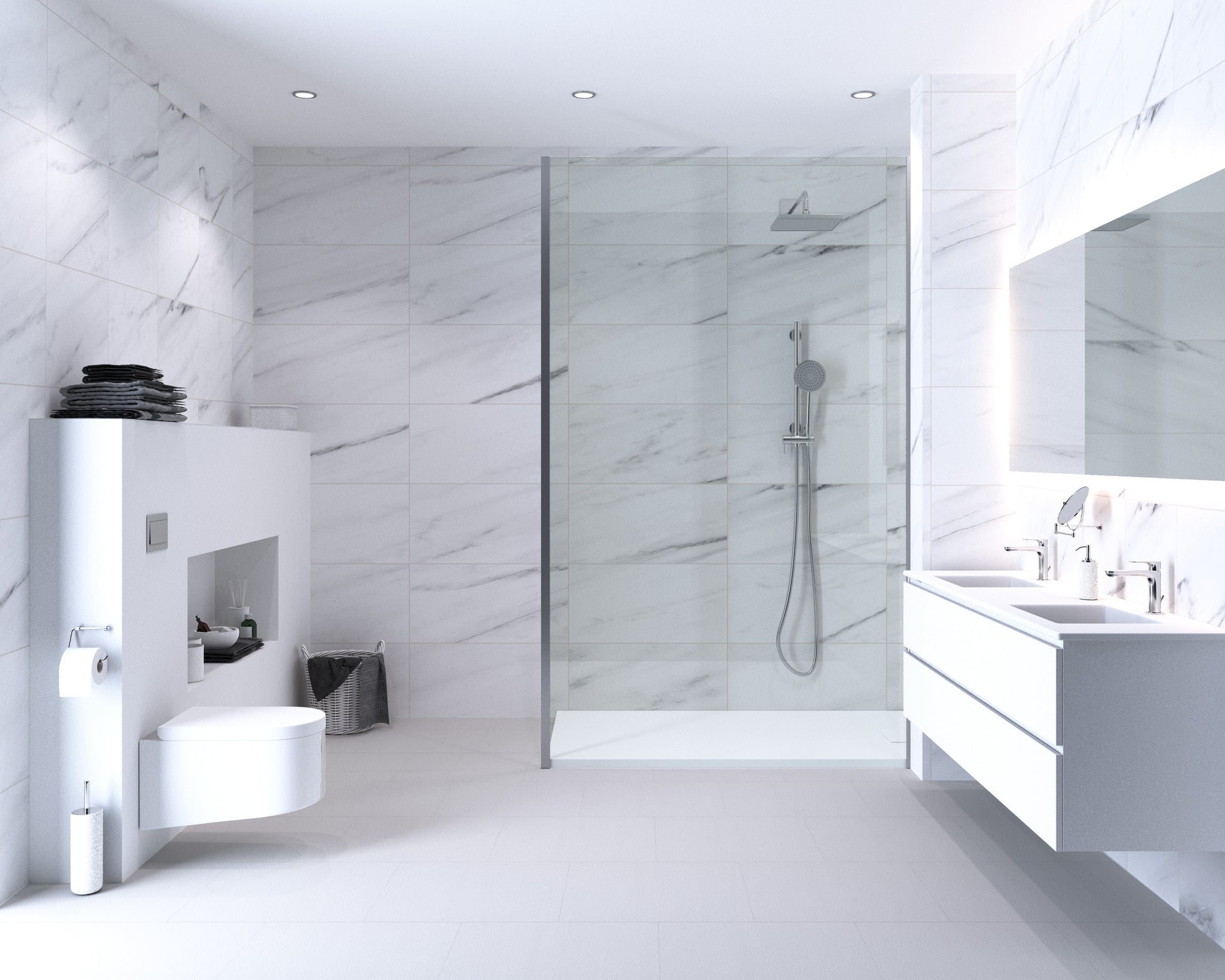 Aqua-step- All In One - Paneles De Pared A Prueba De Agua Y Panel De Sueloe  - Marmo Carrdesdea - 6 Paneles (2,34m²)