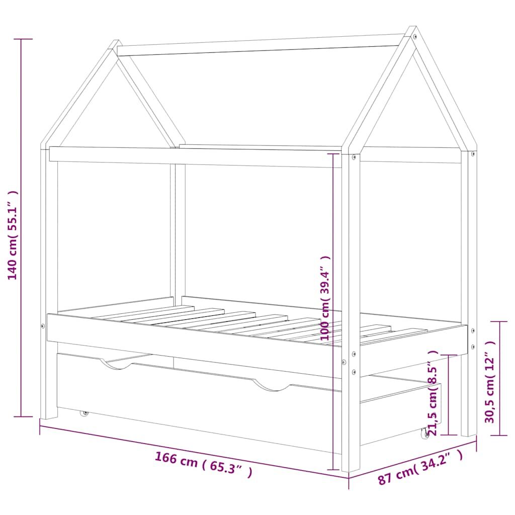 Vidaxl Estructura Cama Infantil Con Cajón Madera Pino Maciza 80x160 Cm_2