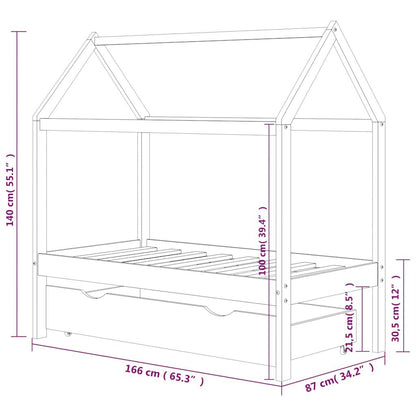 Vidaxl Estructura Cama Infantil Con Cajón Madera Pino Maciza 80x160 Cm_2