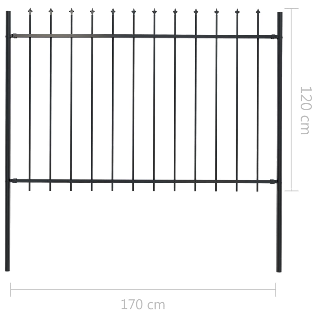 Valla De Jardín Con Puntas De Lanza Acero Negro 1,7x1,2 M / Vetonek_4