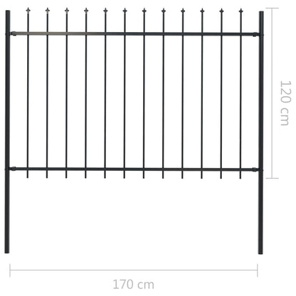 Valla De Jardín Con Puntas De Lanza Acero Negro 1,7x1,2 M / Vetonek_4