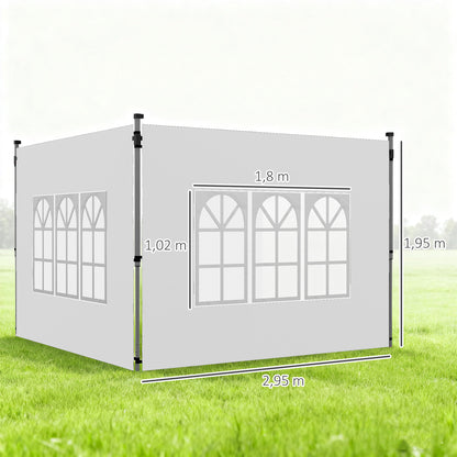 Outsunny Paredes Laterales Para Carpa De 2 Paneles 295x195 Cm Con Ventana Blanco_2