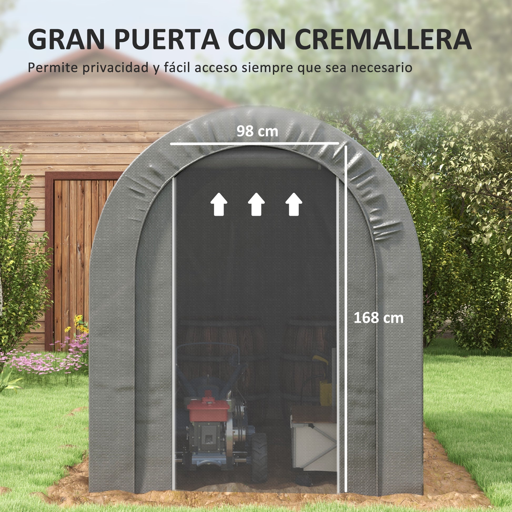 Outsunny Carpa De Jardín Para Herramientas Bicicletas Motos 2,4x1,6x1,9 M Gris_5