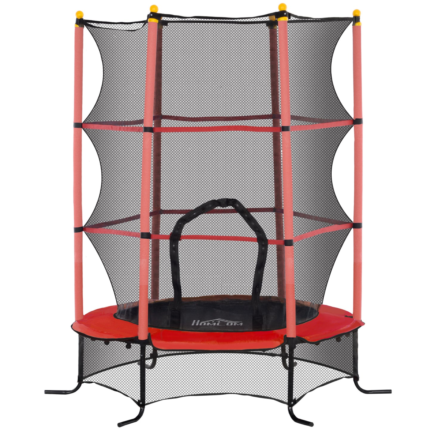 Homcom Cama Elástica Infantil Ø163 Cm Con Red De Seguridad Rojo Y Negro_0