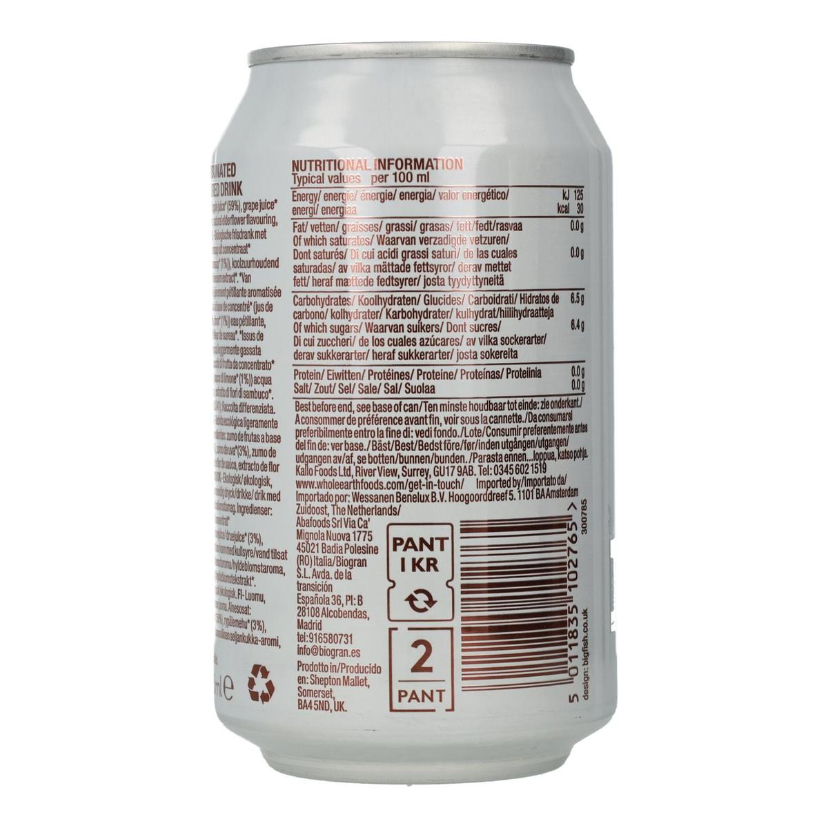 Pack x6 Refresco Bio Sauco, 330 ml. Whole Earth