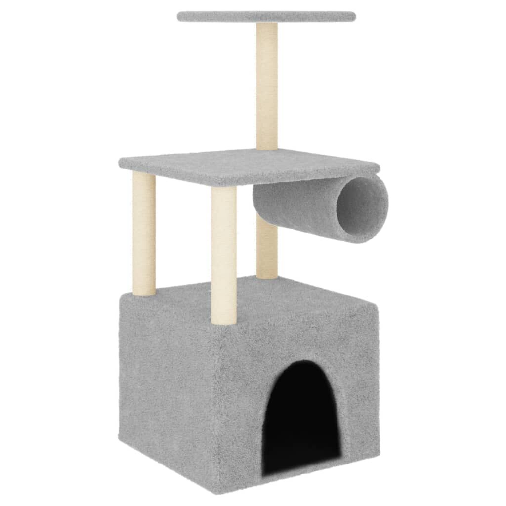 Vidaxl Árbol Rascador Gatos Con Postes De Sisal Gris Claro 109,5 Cm_0