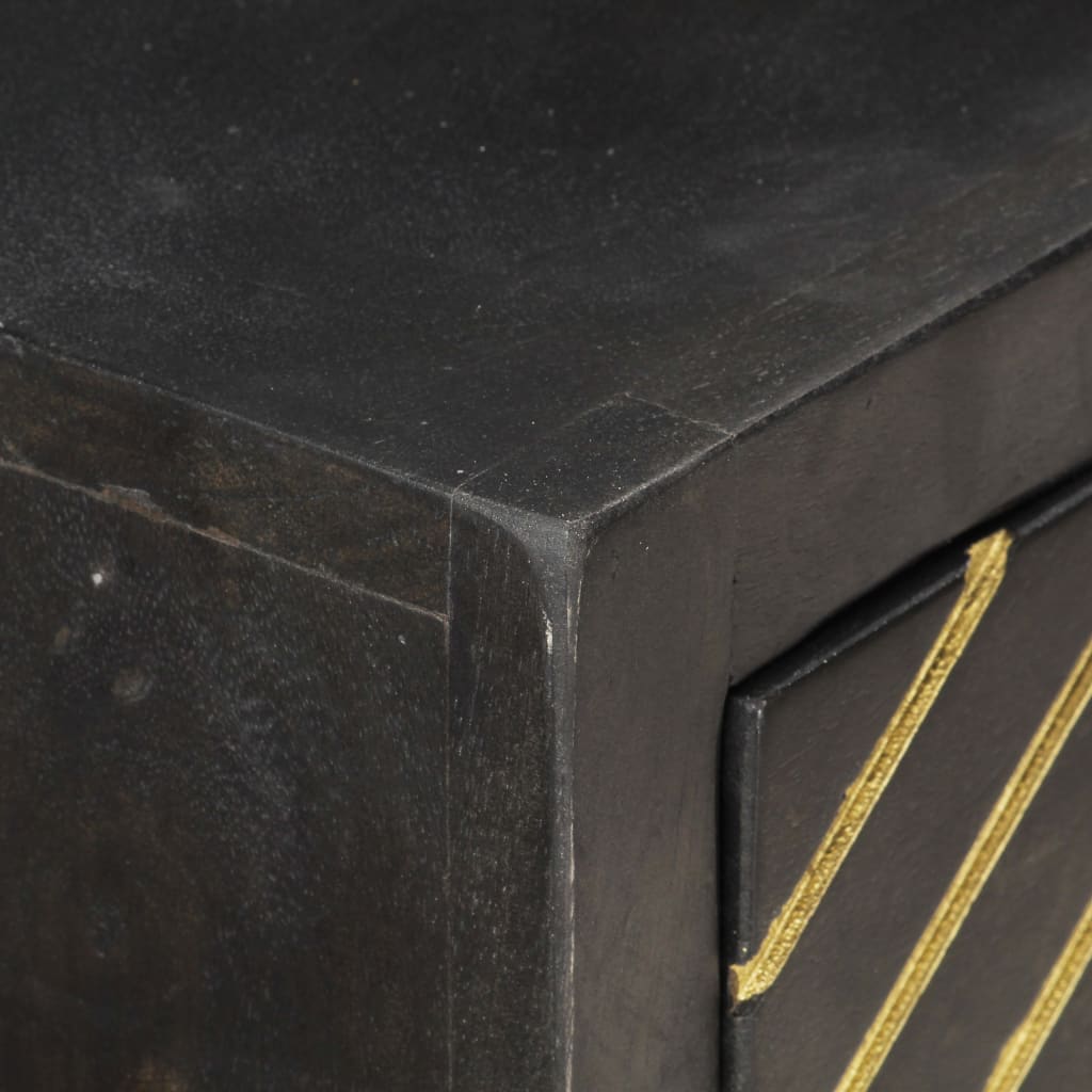 Mesa Consola Madera Maciza De Mango Negro Y Dorado 90x30x75cm_2