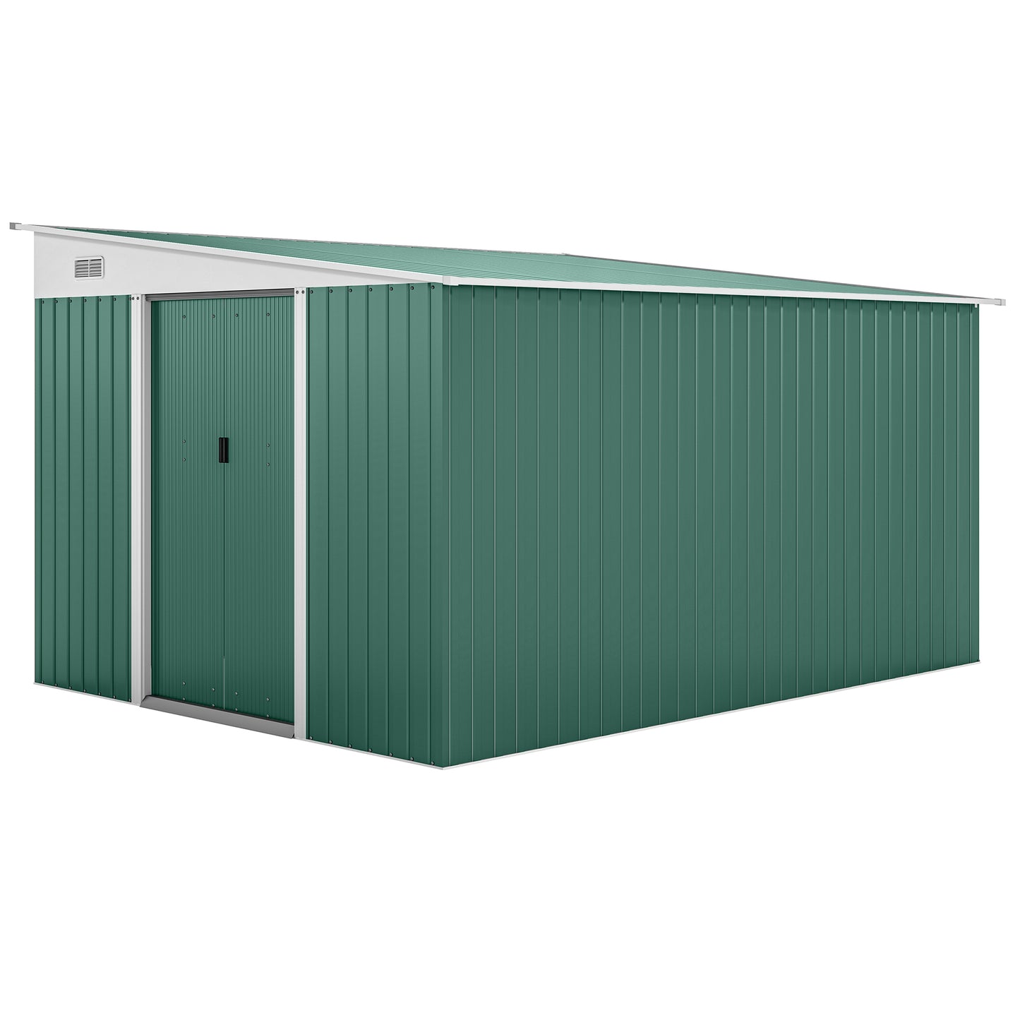 Outsunny Cobertizo De Jardín Exterior 8,9 M² 280x345x201 Cm Con 2 Puertas Verde_0