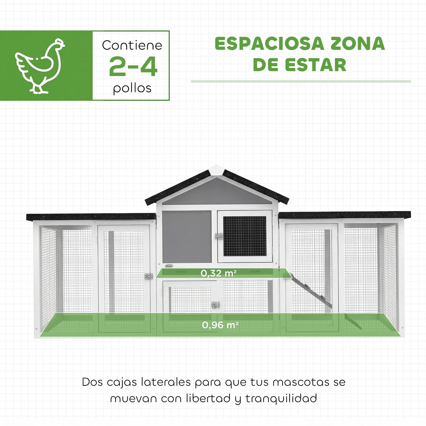 Pawhut Gallinero Para Exterior Grande De Madera_3