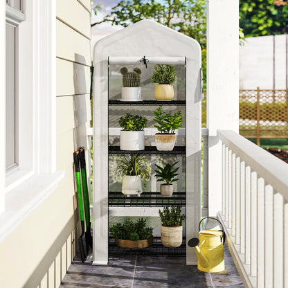 Outsunny Invernadero Jardín Con 4 Estantes Cubierta De Pe Cultivo Plantas Blanco_1