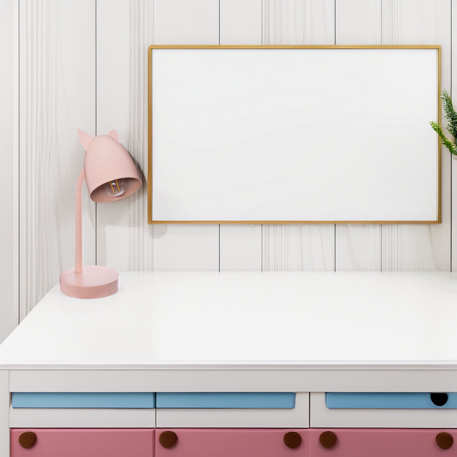 Wellhome Lámpara Infantil Orejas De Metal Rosa 18x12,5x31cm