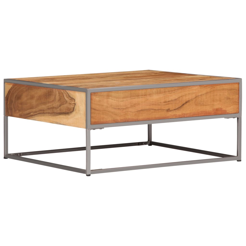 Mesa De Centro De Madera Maciza De Acacia 75x75x35 Cm_3