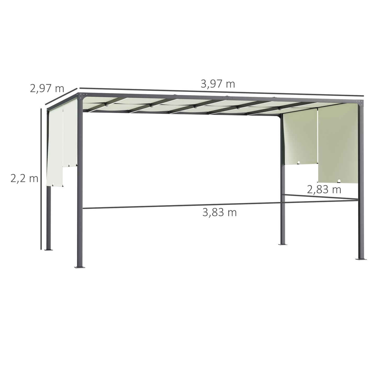 Outsunny Pérgola De Jardín 3x4 M Con Techo Deslizable Cenador Con Luces Led_2