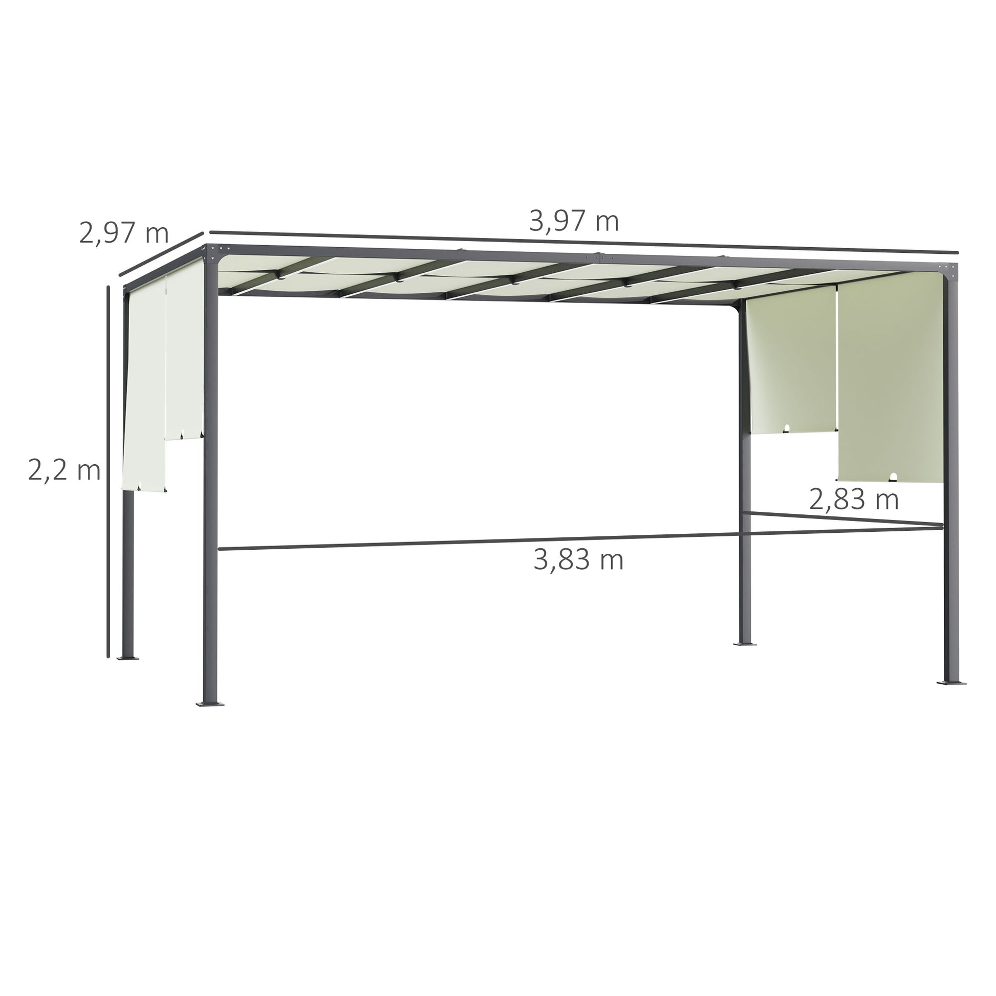Outsunny Pérgola De Jardín 3x4 M Con Techo Deslizable Cenador Con Luces Led_2