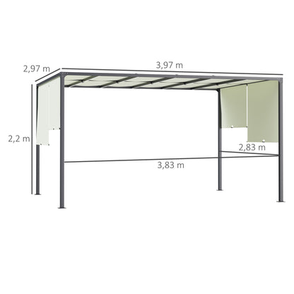 Outsunny Pérgola De Jardín 3x4 M Con Techo Deslizable Cenador Con Luces Led_2
