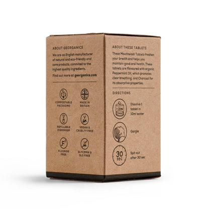 Enjuague Bucal en Tabletas sabor Carbon Activado y Menta Georganics 180 Tabletas