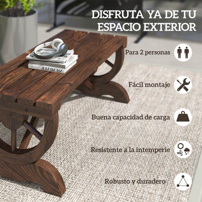 Outsunny Banco De Jardín Con Ruedas Decorativas 98x50x39,5 Cm Carbonizado_5