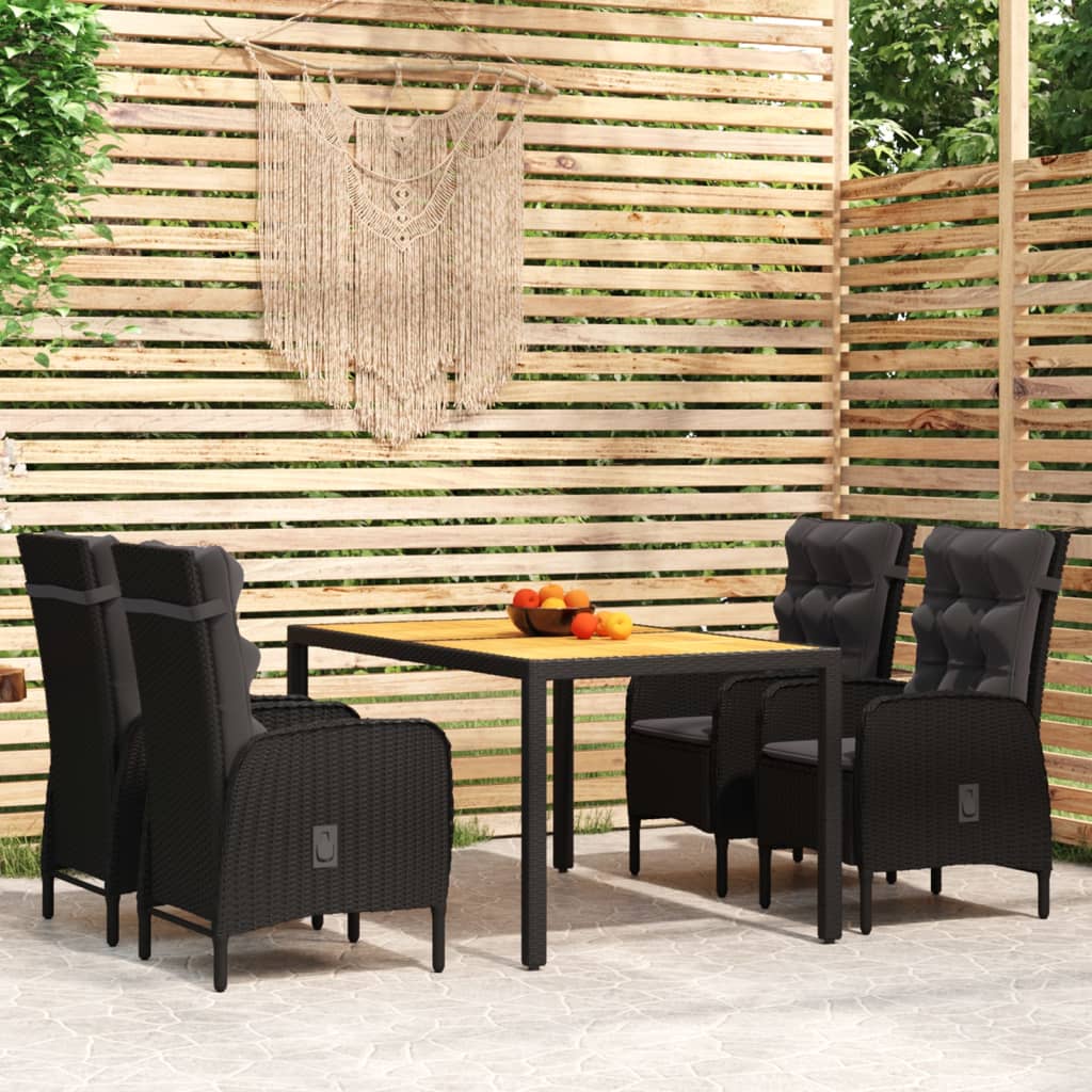Vidaxl Juego De Comedor Para Jardín 5 Piezas Ratán Sintético Negro_1