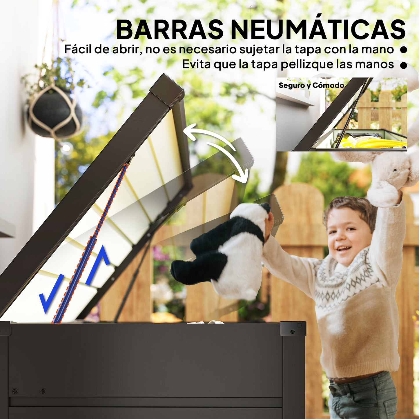 Outsunny Arcón Exterior 311l De Acero Con Cerradura Pistones Neumáticos Gris_4
