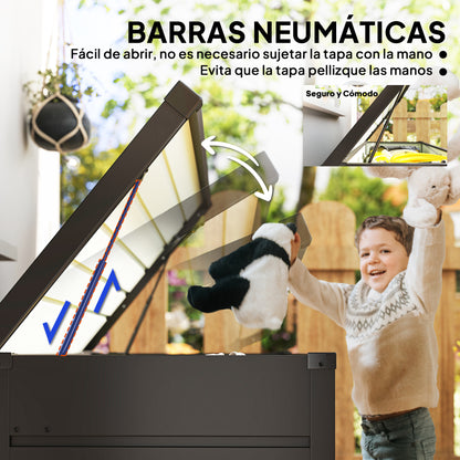 Outsunny Arcón Exterior 311l De Acero Con Cerradura Pistones Neumáticos Gris_4