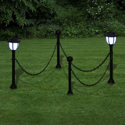 Vidaxl Lámparas Solares 4 Uds Con Valla De Cadena Y Postes_1