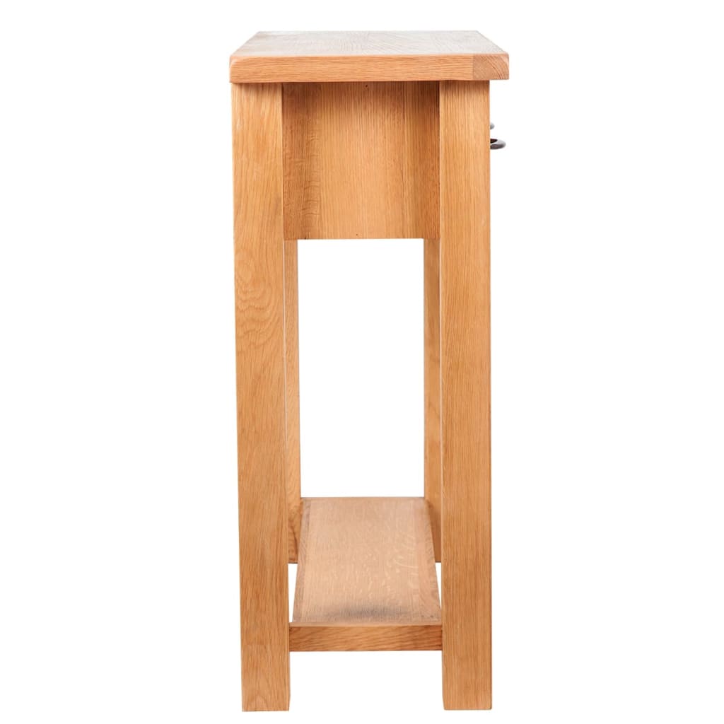 Mesa Consola Con 2 Cajones Madera Maciza De Roble 83x30x73 Cm_3