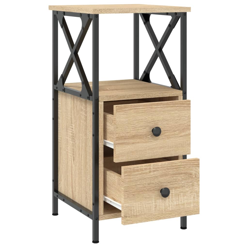 Mesita Noche 2 Uds Madera Ingeniería Roble Sonoma 34x35,5x70 Cm_4