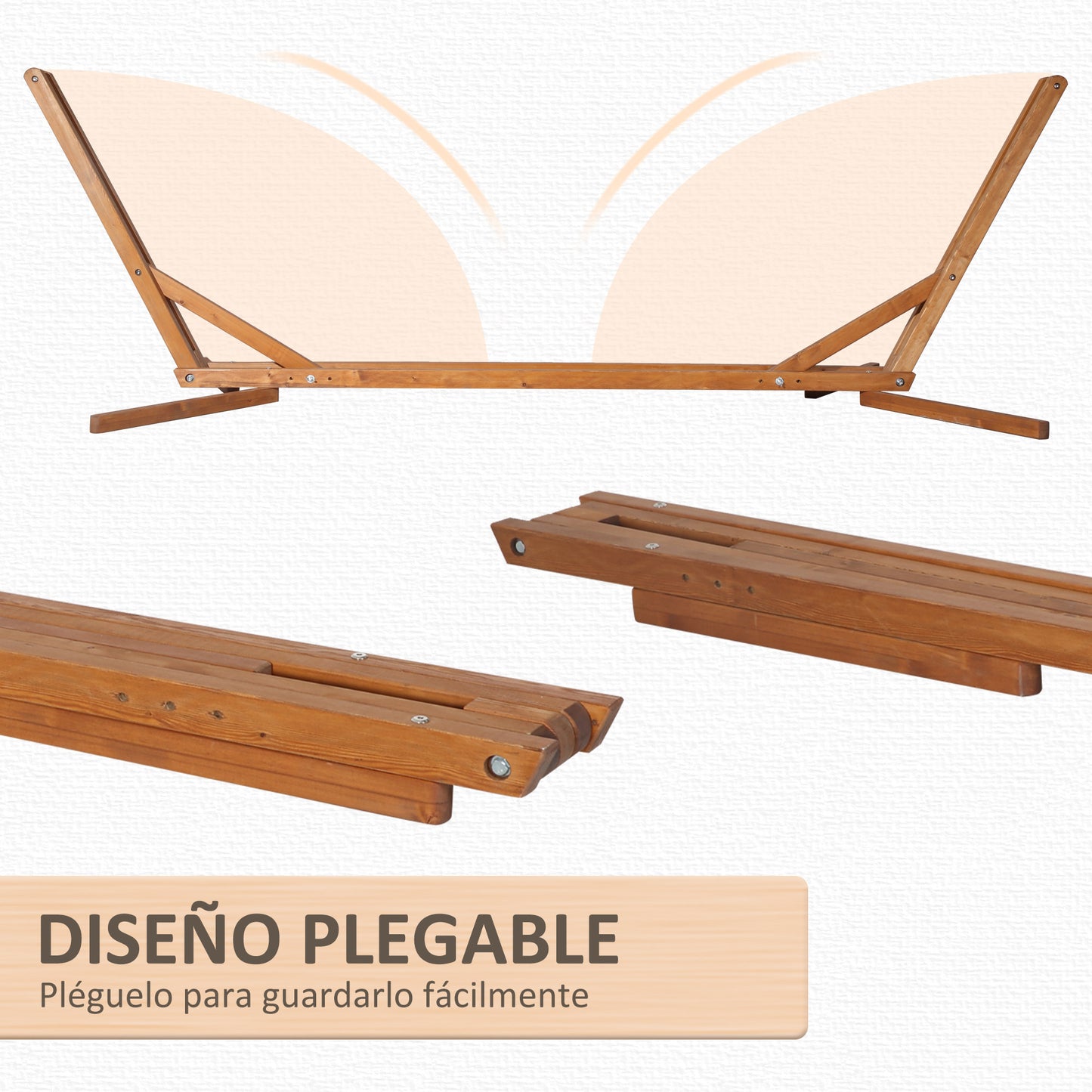Outsunny Soporte Para Hamaca Madera Plegable Ajustable De 3 Niveles Carga 150 Kg_5