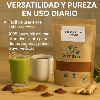 Reishi En Polvo Bio - 100g | Complejo De Hongos Ecológico Vegano Para Café Y Smoothies, 100% Natural, Sin Gluten_3