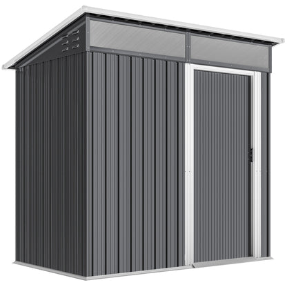 Outsunny Caseta De Jardín Exterior 1,9m² 195x122x182 Cm Con Base Refuerzo Gris_0