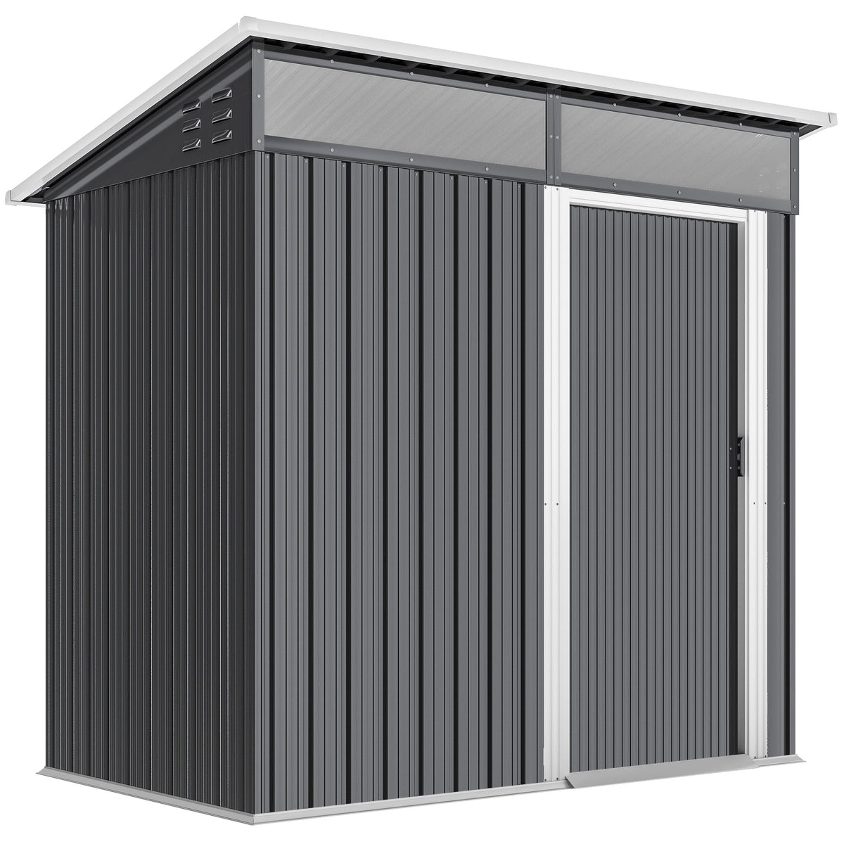 Outsunny Caseta De Jardín Exterior 1,9m² 195x122x182 Cm Con Base Refuerzo Gris_0
