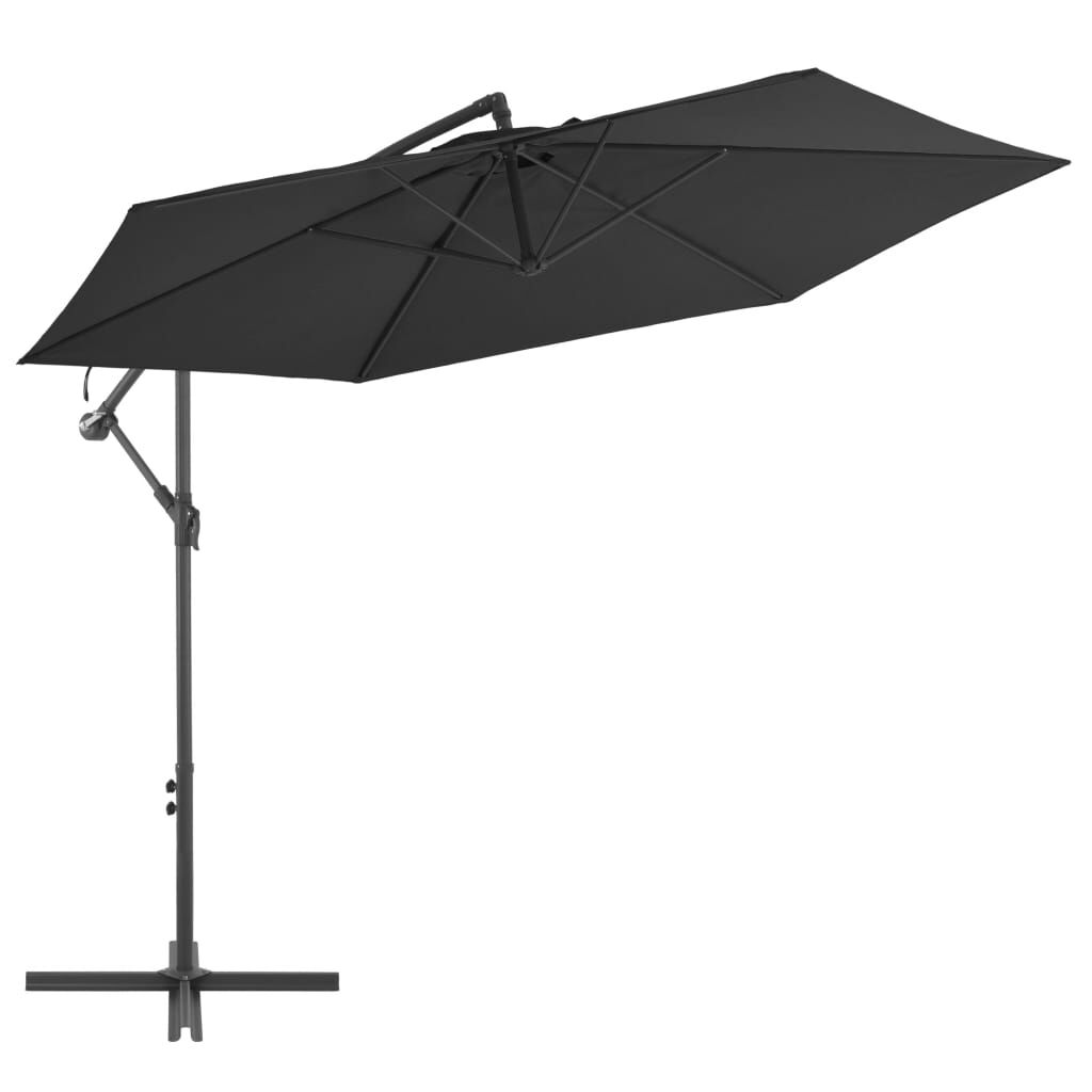 Vidaxl Sombrilla Voladiza Con Poste De Aluminio Negra 300 Cm_0
