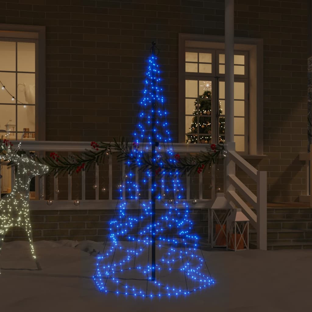 Vidaxl Árbol De Navidad En Asta De Bandera 200 Led Azul 180 Cm_1