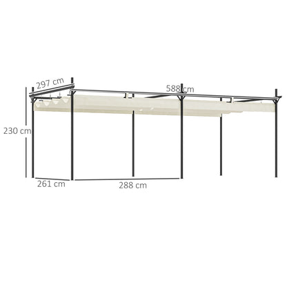 Outsunny Pérgola Con Techo Retráctil 6x3 M Anti-uv Resistente Al Agua Crema_2