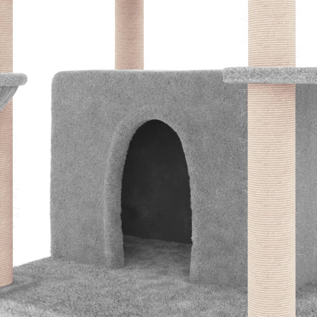 Vidaxl Rascador Para Gatos Con Postes De Sisal Gris Claro 166 Cm_5