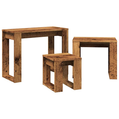 Mesas Apilables 3 Uds Madera De Ingeniería Madera Envejecida_3