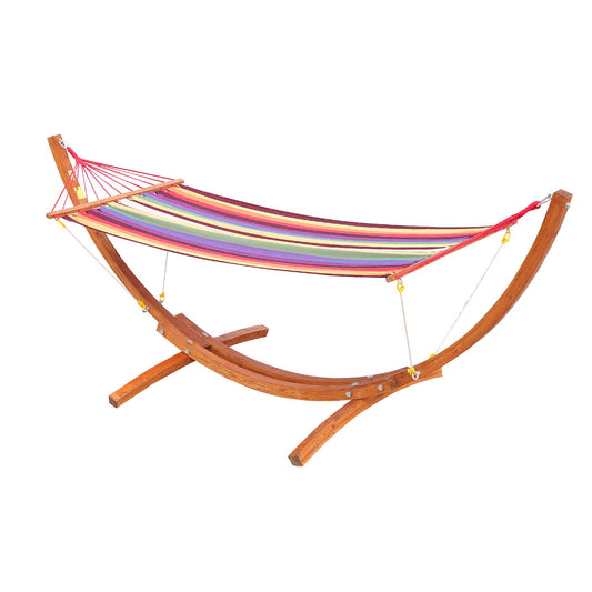 Outsunny Hamaca Con Soporte De Madera Tumbona Para Jardín Playa Carga 120kg_0