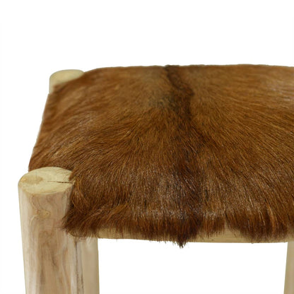 Taburete De Cocina De Cuero Auténtico Y Madera De Teca Maciza_4