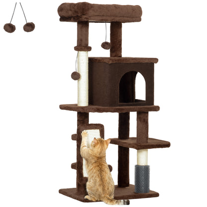 Pawhut Árbol Rascador Para Gatos Altura 104cm Con Almohadilla Para Rascar Marrón_0
