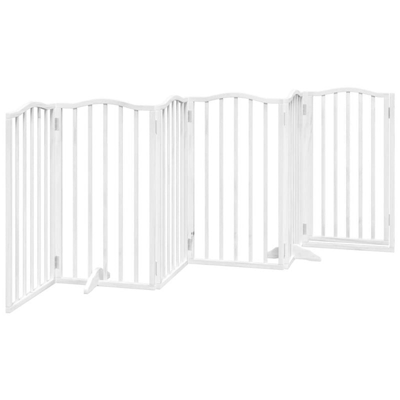 Vidaxl Puerta Para Perros Plegable 3 Paneles Madera Álamo Blanca 300cm_5
