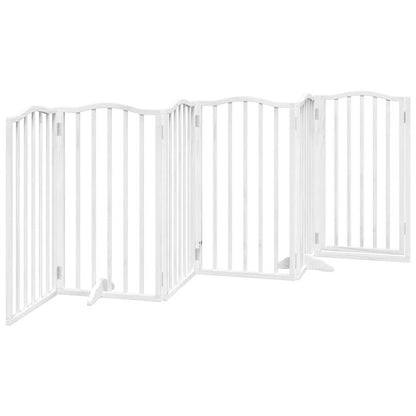Vidaxl Puerta Para Perros Plegable 3 Paneles Madera Álamo Blanca 300cm_5